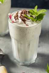 Homemade Green Chocolate Chip Mint Milkshake