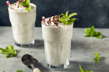 Homemade Green Chocolate Chip Mint Milkshake