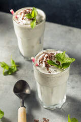 Homemade Green Chocolate Chip Mint Milkshake