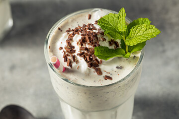Homemade Green Chocolate Chip Mint Milkshake