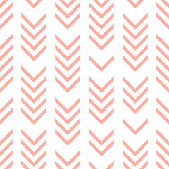 Fototapeta premium Pink arrows white background seamless pattern.