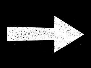 Grunge white sign of arrow on black asphalt background