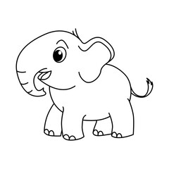 Cute elephant cartoon coloring page illustration vector. For kids coloring book.