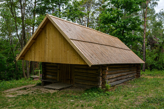 Old wooden house in the forest.