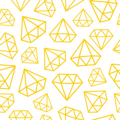 White seamless pattern with yellow outline diamonds.