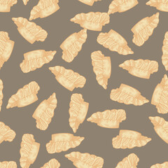 High chef hat engraved seamless pattern. Kitchen traditional element for cook in hand drawn style.