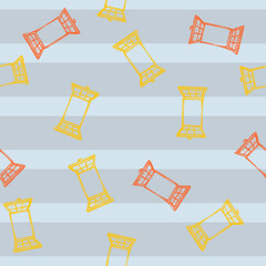 Windows engraved seamless pattern. Retro frame glass window hand drawn style.