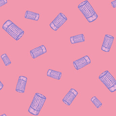 High chef hat sketch seamless pattern. Kitchen traditional element for cook in hand drawn style.