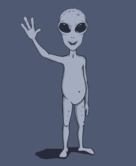 Alien welcomes us. Vector illustration