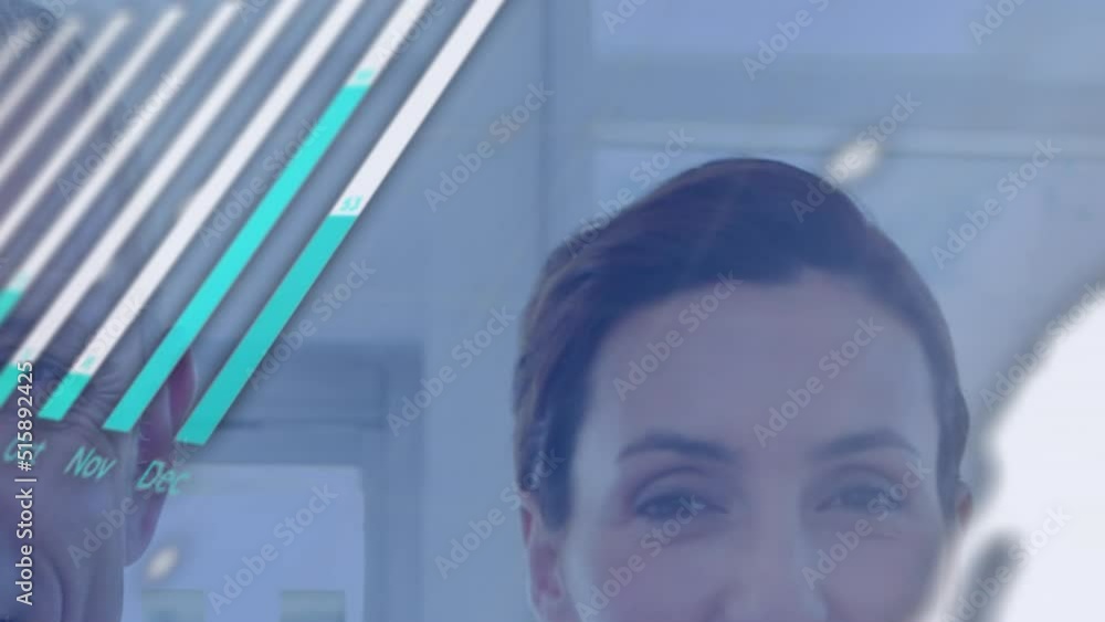 Aufkleber animation of data processing over caucasian doctors smiling