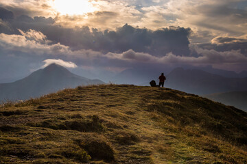 Obraz premium Mountain trail Giau Pass in Dolomites