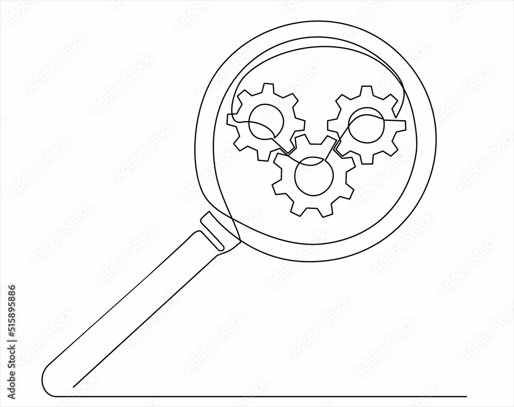Poster continuous one line drawing search engine optimization line icon vector illustration concept
