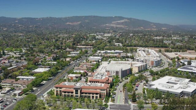 Aerial view of Cupertino, San Jose - an upscale suburban town in California