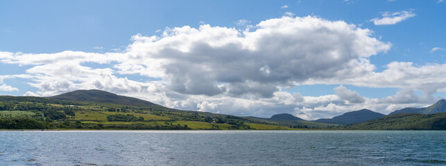 panorama view of the Kyle of Tongue and surrounding mountains in the Scottish Highlands