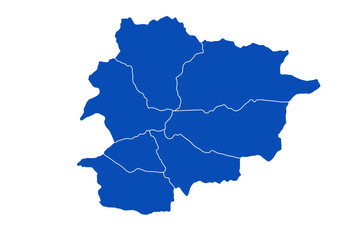 Andorra map blue Color on White Backgound