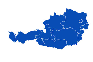Austria map blue Color on White Backgound