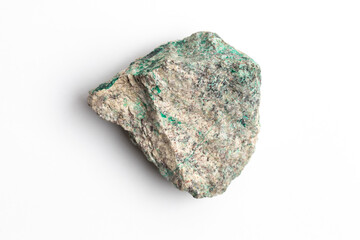 Raw Amazonite stone specimens on White Background. Mineralogy collection samples