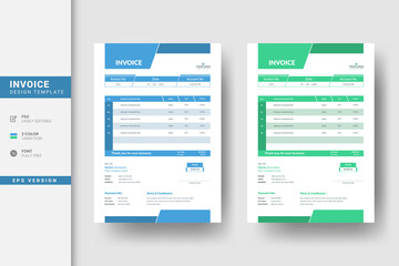 Obraz premium Elegant Blue and Green vector invoice template design