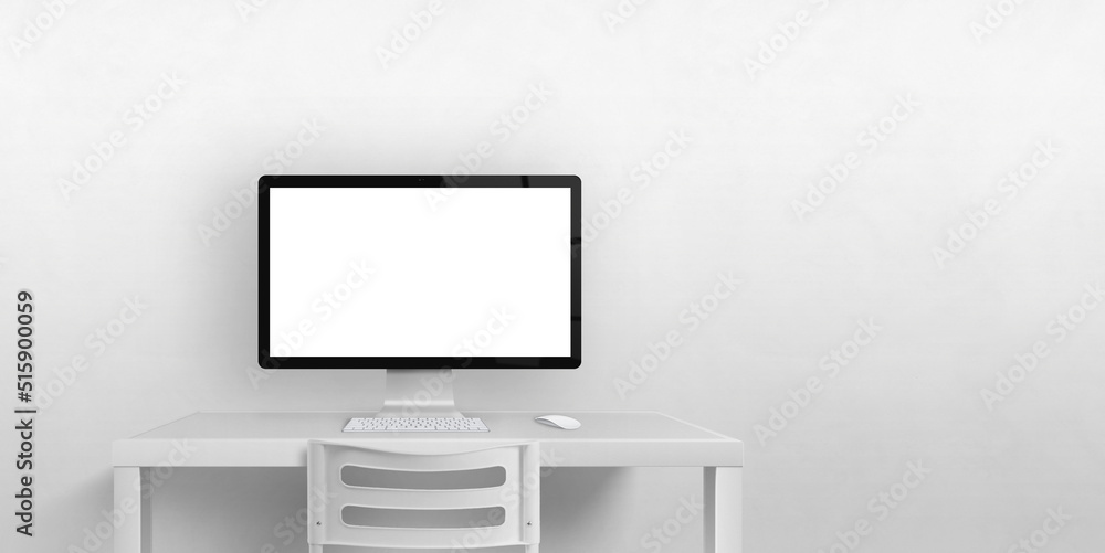 Aufkleber Computer screen mockup on work desk with copy space