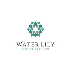 Fototapeta premium Luxury Water Lily Flower ,Lotus Floral for Beauty Cosmetic Woman Spa logo design