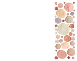 Horizontal sheet frame of stones. Place for the inscription. Watercolor illustration. Isolated on a white background. For your design of interior items, stationery, books.