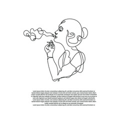 continuous line of smoking women. line art of woman holding cigarette.minimalist line vector illustration