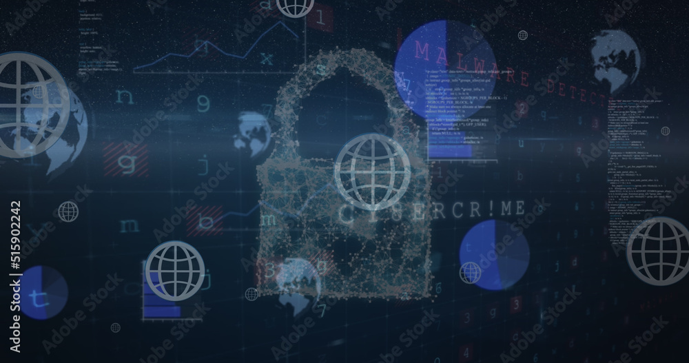 Poster image of data processing over black background