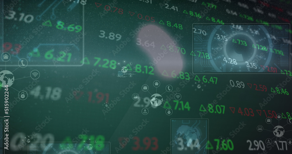 Poster image of data processing over black background