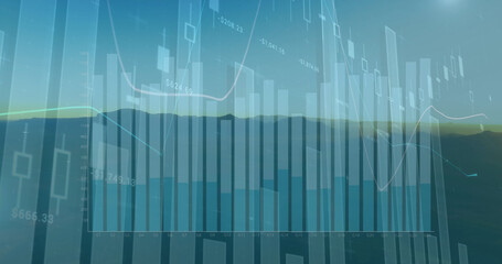Image of data processing over landscape