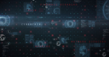 Image of data processing over black background