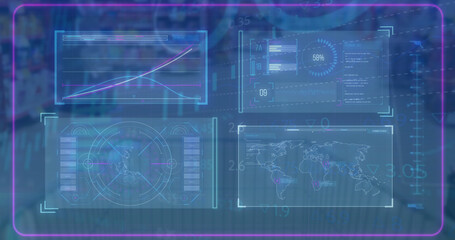 Image of data processing over shopping trolley