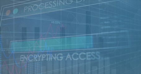 Image of data processing over blue background