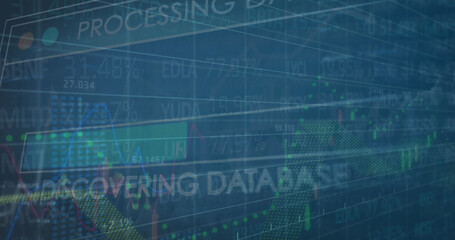 Image of data processing over blue background