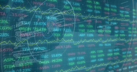 Image of data processing over blue background