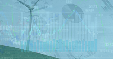 Image of data processing over wind turbines