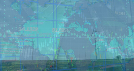 Image of data processing over wind turbines