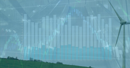 Image of data processing over wind turbine