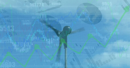 Image of data processing over wind turbine