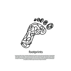 footprints line art. unique doodle footprints.vector illustration .editable stroke