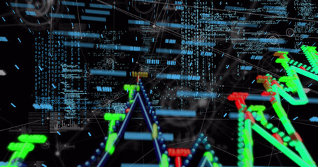 Image of data processing over black background