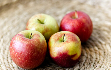 apples on a wooden table