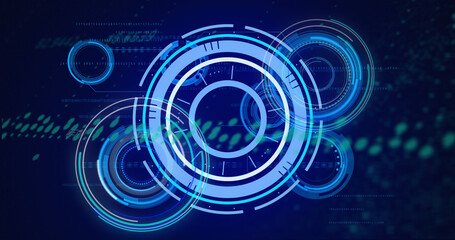 Image of processing circles and graph on navy background
