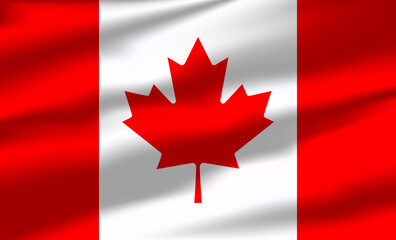 Vector Canada Flag Waving Realistic Flowing Flags