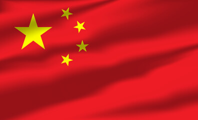 Vector China Flag Waving Realistic Flowing Flags
