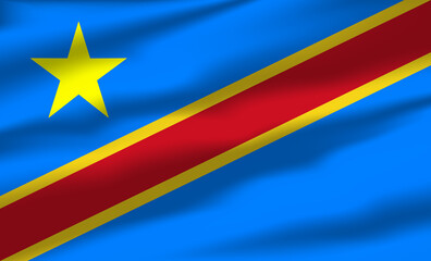 Vector  Democratic Republic of the Congo Flag Waving Realistic Flowing Flags