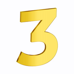 Number 3 Vector Gold Gradient Color Free Vector Png