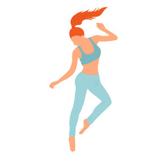 Fototapeta na wymiar woman dancing in flat style, isolated, vector