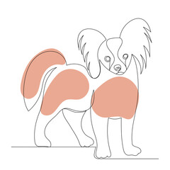 one continuous line drawing, dog, vector
