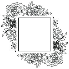outline flower frame decoration