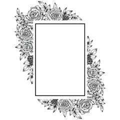 outline flower frame decoration